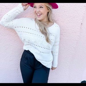 White Birch Lace Detail Sweater